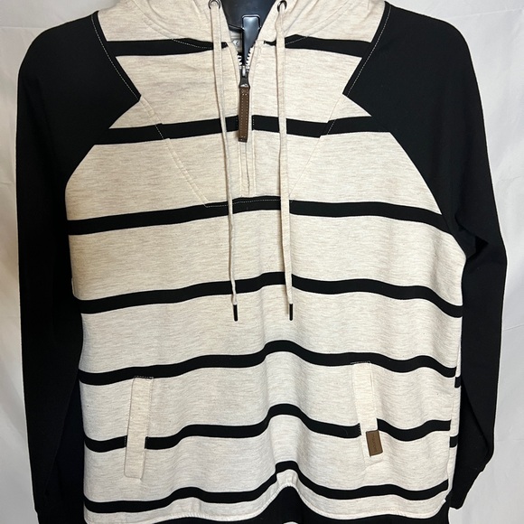 Maurices Tops - Maurices Black and Cream Striped Hoodie